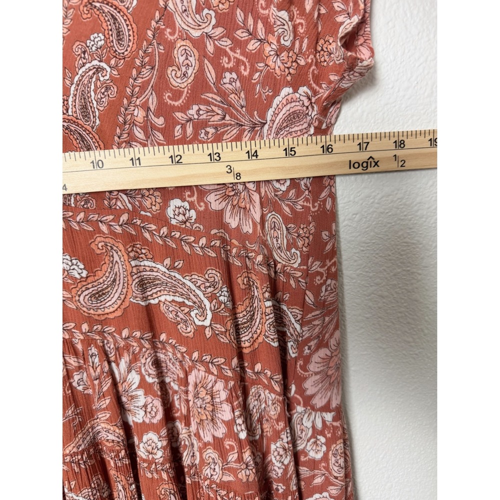 Bila 77 Terracotta Paisley Floral Tiered Boho Mini Dress Small - Picture 5 of 9